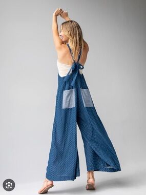 Wide-Leg Tie-Back Jumpsuit in Denim Blue